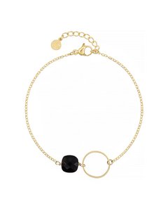 Chain Bracelet with Ring - Black Obsidian