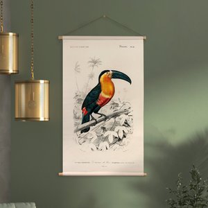 Textile poster with leather cord - Illustration Toucan D'Orbigny 65x45 cm - wall cloth