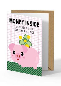 Money card greeting card pig