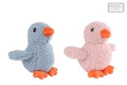 Soft, plush duck toys in gray and pink colors. Ideal for children's playtime and as decorative accents.