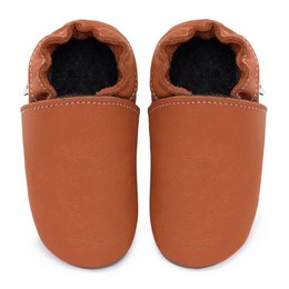 Leather slippers in a brandy color. Soft, comfortable, and durable. Suitable for indoor and outdoor wear.