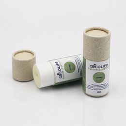 A pine-scented foot care stick made with natural ingredients to soothe and moisturize feet.