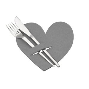 Bestecktaschen Herz, hellgrau H.18 cm