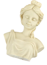 Elegant white candle in the shape of a woman's bust, with intricate details and a serene expression. Suitable for home decor or as a gift.