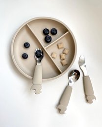 Piastra a ventosa divisa in silicone - Beige ostrica