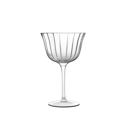 Set of 4 clear glass cocktail glasses with vertical ribbed design, 260 ml capacity, suitable for serving cocktails, martinis, and other mixed drinks.