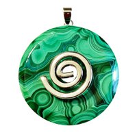 Malachite pendant - Chinese PI or Donut 40mm