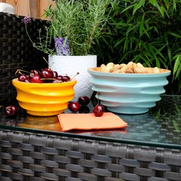 Houten schaal - fruitschaal - slakom - model Twist - geel