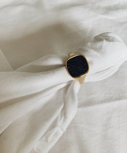 Onyx Sky Signet Ring - Gold Plated