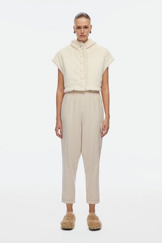 Teddy Crop Waistcoat (3364) Recycled Poly, Linen and Cotton Lining
