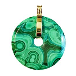 Malachite pendant - Chinese PI or Donut 40mm