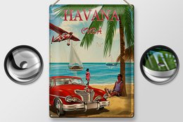 Tin Sign Havana 30x40cm Cuba Retro Holiday Palm Trees