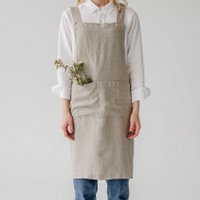 Natural Linen Japanese Crossback Apron