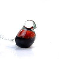 Black Red Glass Bird - ø 14 cm - Handmade
