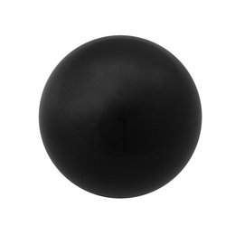 A round, black pendant with a pearl-like accent.