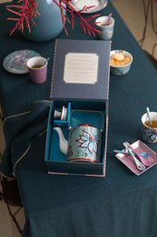 Giftset Teapot Oriental Flower Festival Blue 1 ltr