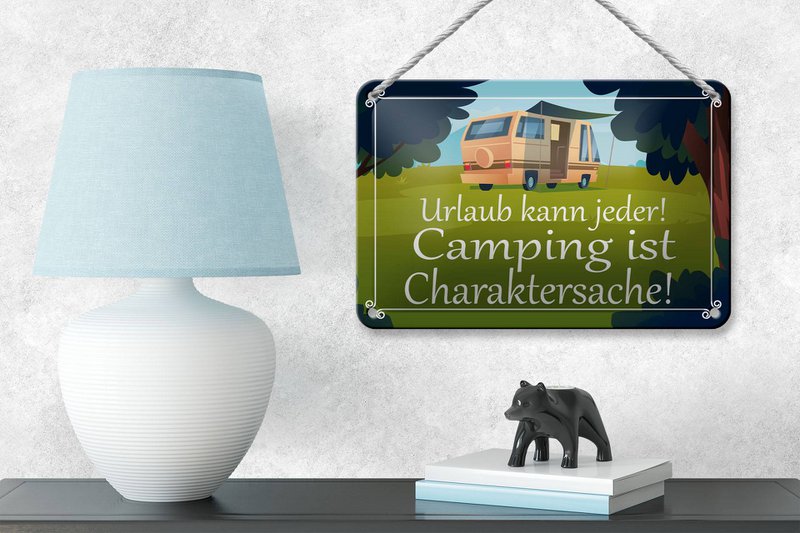 Tin sign saying 18x12cm Everyone can go camping is decoration