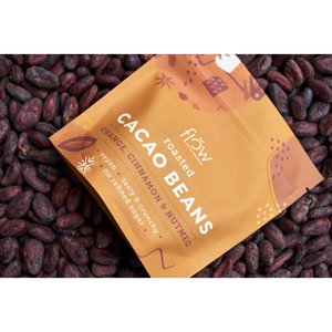 Single Origin Roasted Cacao Beans with cinnamon, orange, nutmeg and caramelised coconut blossom sugar