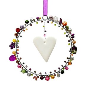 Parelkrans Ø 12cm, hart, violet