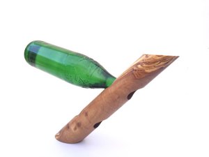 Flaschenhalter „Stamm“ für 2 Flaschen aus Olivenholz