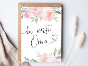Postcard "You're going to be a grandma" Roses