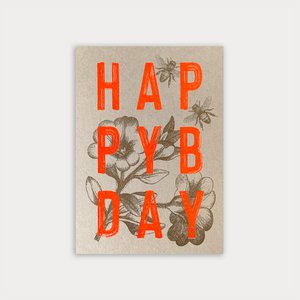 Postkarte / Typo / Happy B-Day / Ökopapier