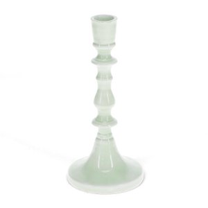 Enamel candlestick (19cm) - Light grey
