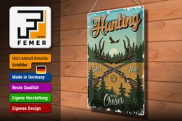 Tin sign hunting 30x40cm Hunting deer hunt adventure