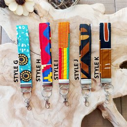 Afrikansk print og læder nøglering | Armbånd | Nøgle holder