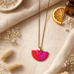 Riflessi di Costiera - Handgemaakte waaierketting goud oranje fuchsia