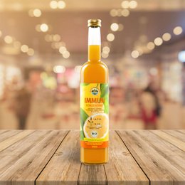 A concentrated immune-boosting drink made with a blend of citrus fruits, ginger, and other natural ingredients.
The image shows a bottle of "IMMUNE concentrate" surrounded by various fresh fruits and ingredients. The product appears to be a meal supplement drink focused on boosting the immune system.
Based on the image, the relevant description for this product could be:
Citrus-ginger immune concentrate made with a blend of orange, lemon, and ginger for a refreshing, immune-boosting drink.