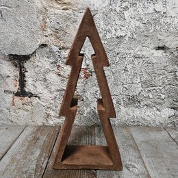  Rustic wooden Christmas tree decoration, 14x6x28cm in size, made of aardewerk material, suitable for standing decoration.