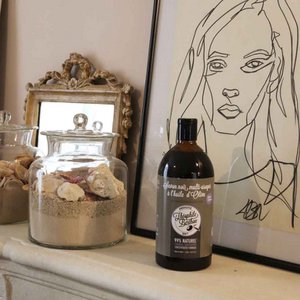 Geconcentreerde 100% olijfkleurige multifunctionele vloeibare zwarte zeep. Lavendel geur. 1L