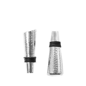 Flaschenstopfen NASSAU 2er Set gehämmert silberfarben Durchmesser 1.5 cm Höhe 1.5 cm Länge 5 cm