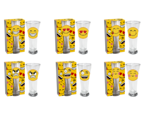 SET BIERGLÄSER EMOTICONS (6 STÜCK)