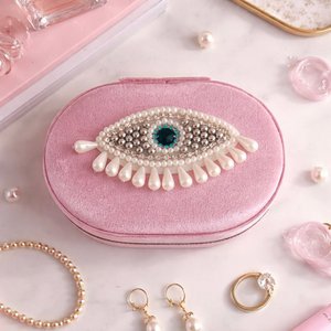 Velvet Travel Jewelery Case with Eye - Pink