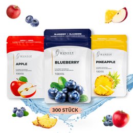 Refill pack of fruit-flavored toothpicks in a resealable pouch. Includes a variety of flavors like apple, blueberry, and more. Convenient and portable for on-the-go use.