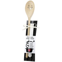  Wooden cooking spoon, natural color, 2 cm height, pack of 6.