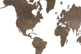 Wooden world map, Wood wall world map