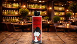  Spicy olive oil with a vibrant red color and a bold, peppery flavor. Packaged in a stylish bottle featuring a graphic design.