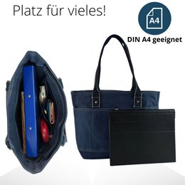 Domelo shopper i voksbehandlet lærred til kvinder. Vandafvisende håndtaske. Vegansk skuldertaske. Monokrom dametaske, der passer til A4
