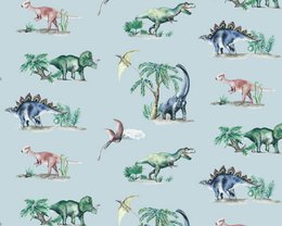 Carta da parati per bambini Dinosauri - Colore azzurro