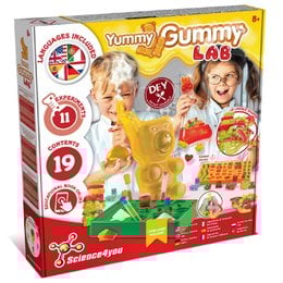 Gummy Sweets Lab - Educational Toy for Kids (7 languages). This educational toy set includes colorful gummy molds, tools, and instructions in 7 languages to create fun gummy candies. The set encourages creativity and learning through hands-on candy making.