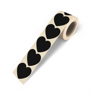 Black Hearts - Gift stickers on a roll - 500 pieces