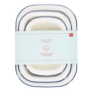 Emaille taartvormpjes (set van 3) - Blauw