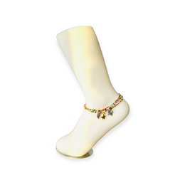 Colorful beaded anklet with mosaic pattern, made in the traditional Masai style.