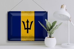 Tin Sign Flag of Barbados 40x30cm Flag of Barbados Vintage