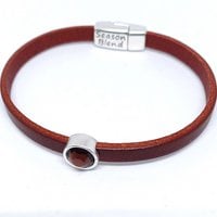 Timeless leather bracelet antique silver plated colorful