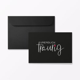 Mourning card "Infinitely sad" folding card A6 landscape including envelope + finishing. Available in Neonfolie Orange, Glitzerfolie Blau, Pur ohne Effekt, Glitzerfolie Silber / Rosa.