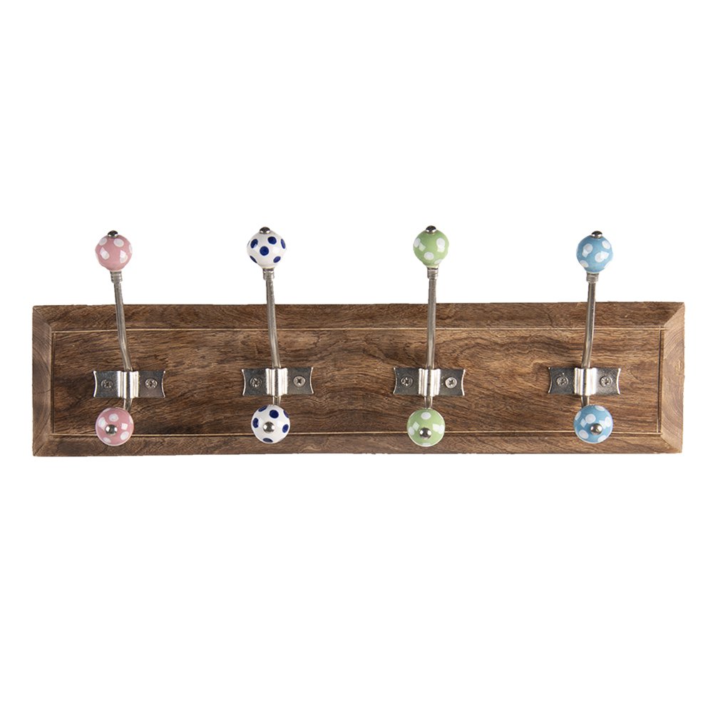 Wandkapstok 4 Haken 45x10x18 cm Bruin Hout